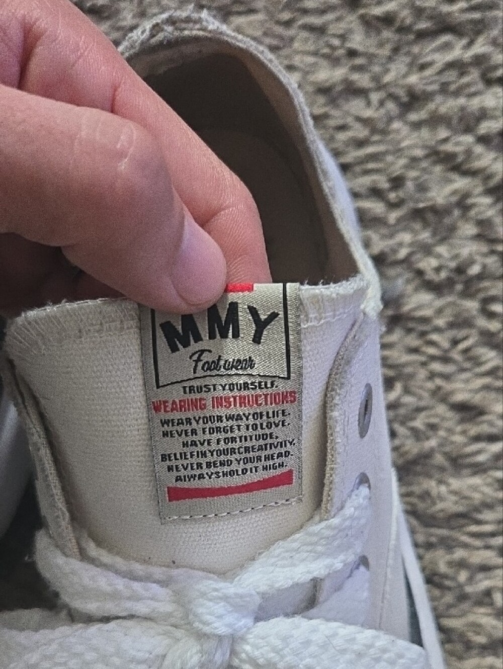 Maison Mihara White Canvas Sneakers with Black Trim - Casual Lace-Up - Picture 2 of 4